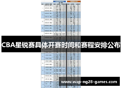 CBA星锐赛具体开赛时间和赛程安排公布