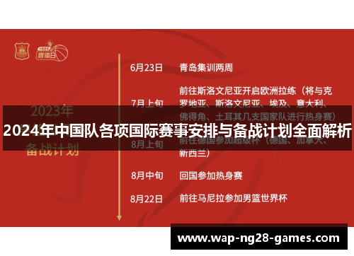 2024年中国队各项国际赛事安排与备战计划全面解析